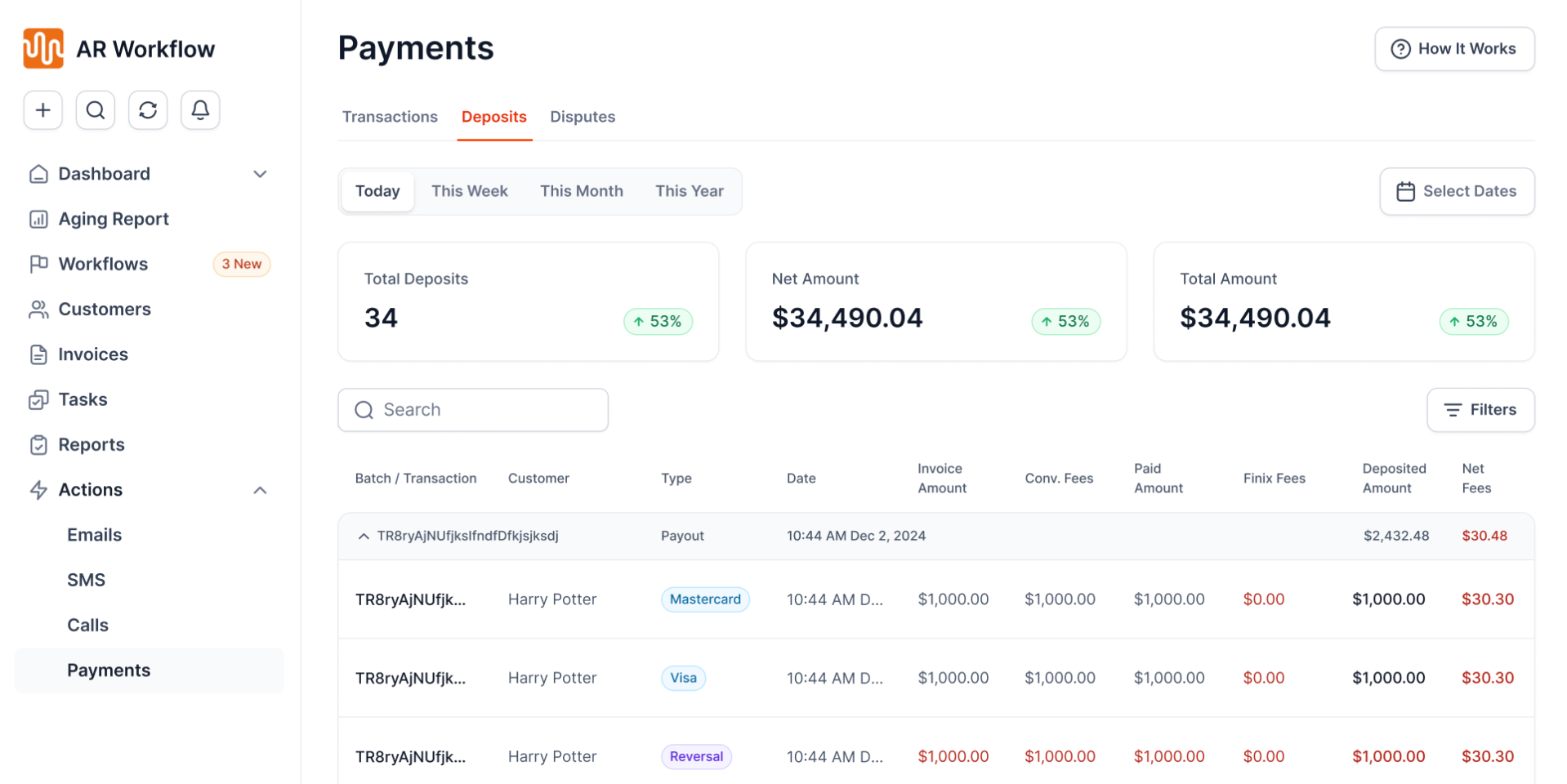 AR Workflow payments