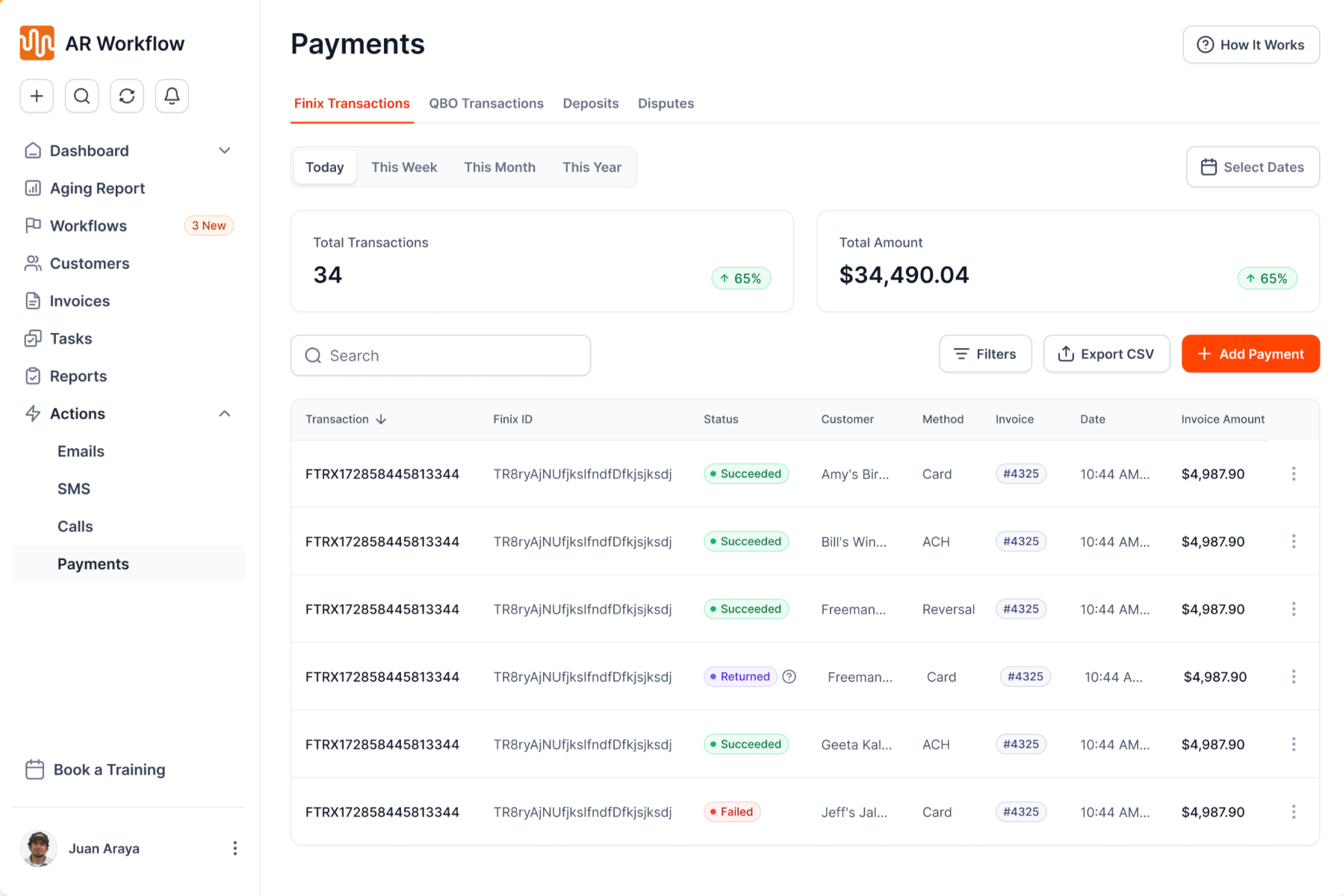 AR Workflow payments