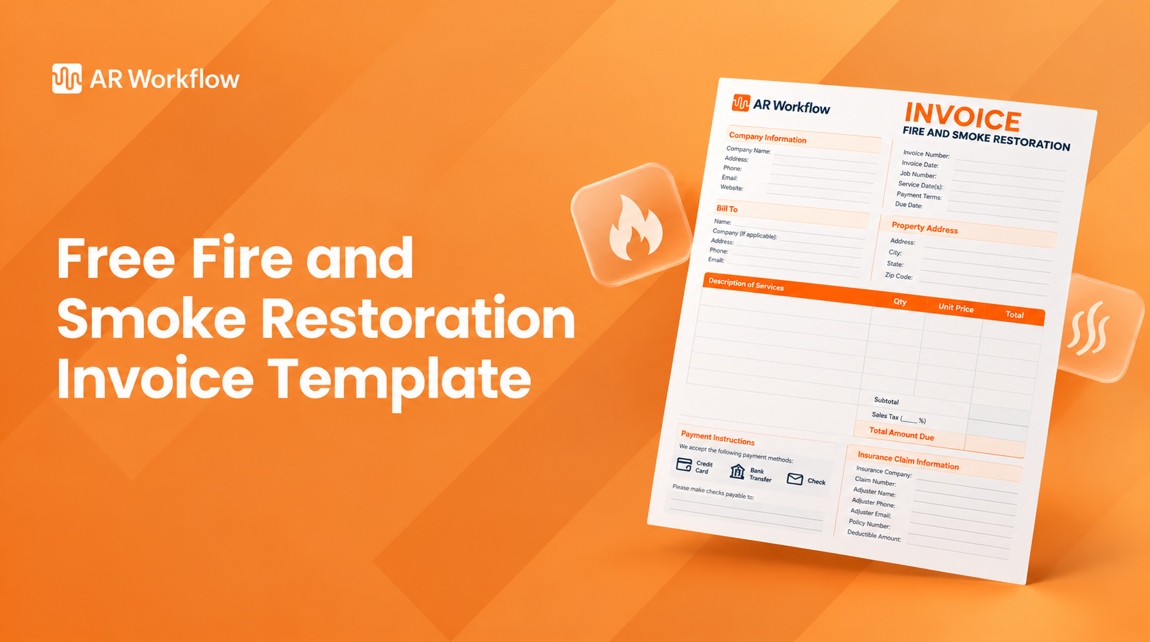 Fire and smoke restoration invoice template