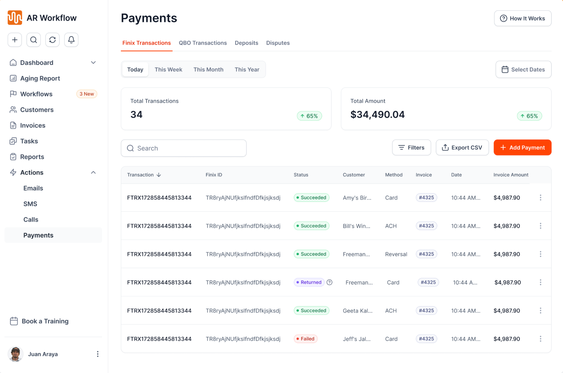 AR Workflow payments