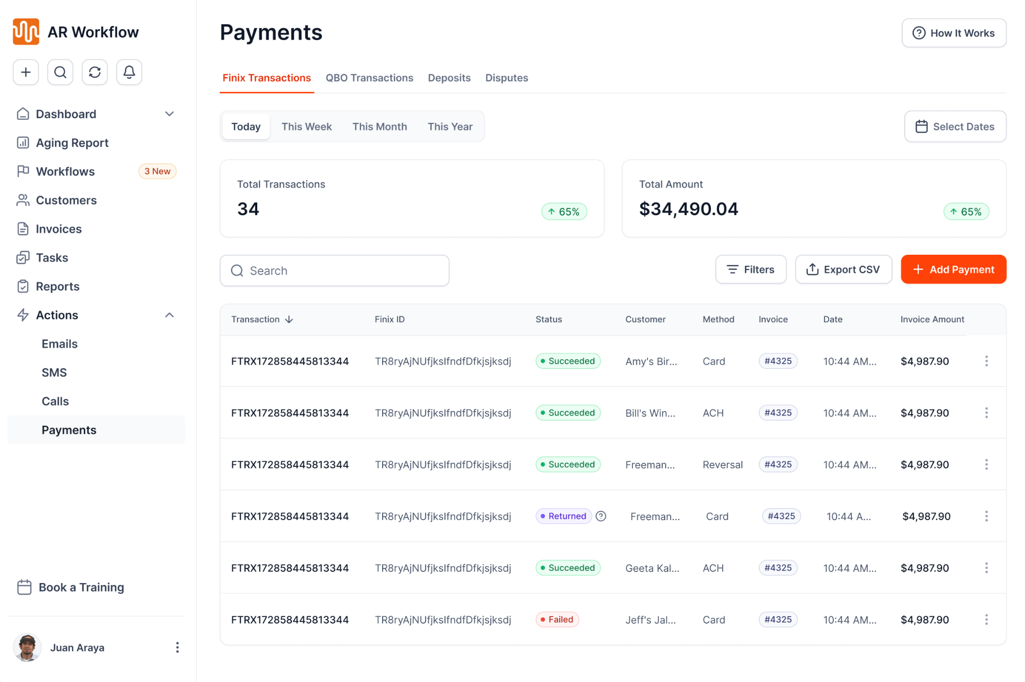 AR Workflow payments