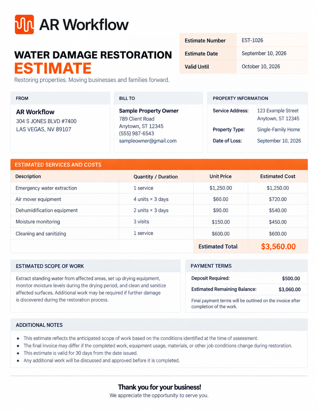 AR Workflow invoice example