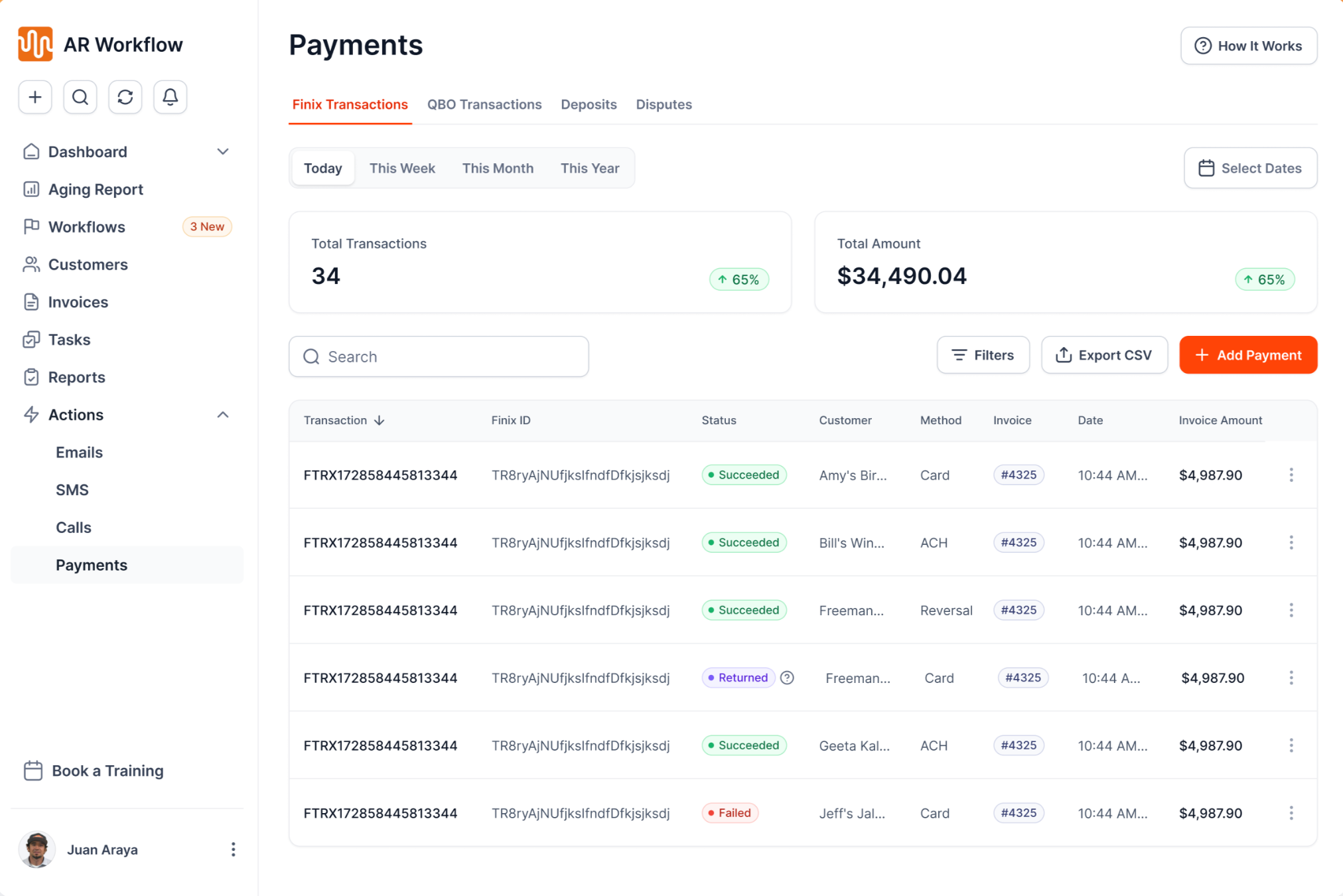 AR Workflow payments
