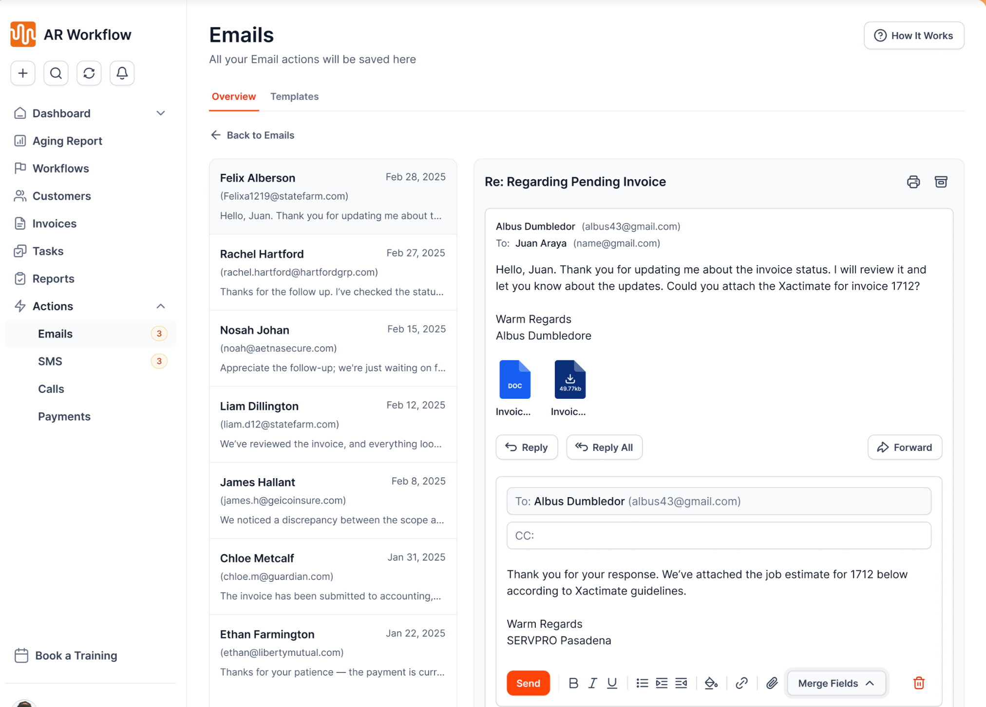 AR Workflow email automation