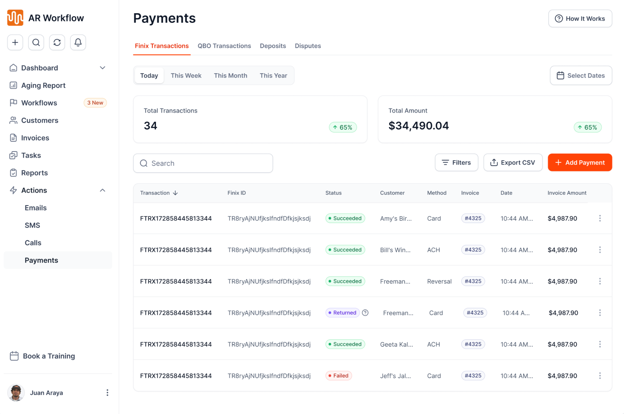 AR Workflow payments