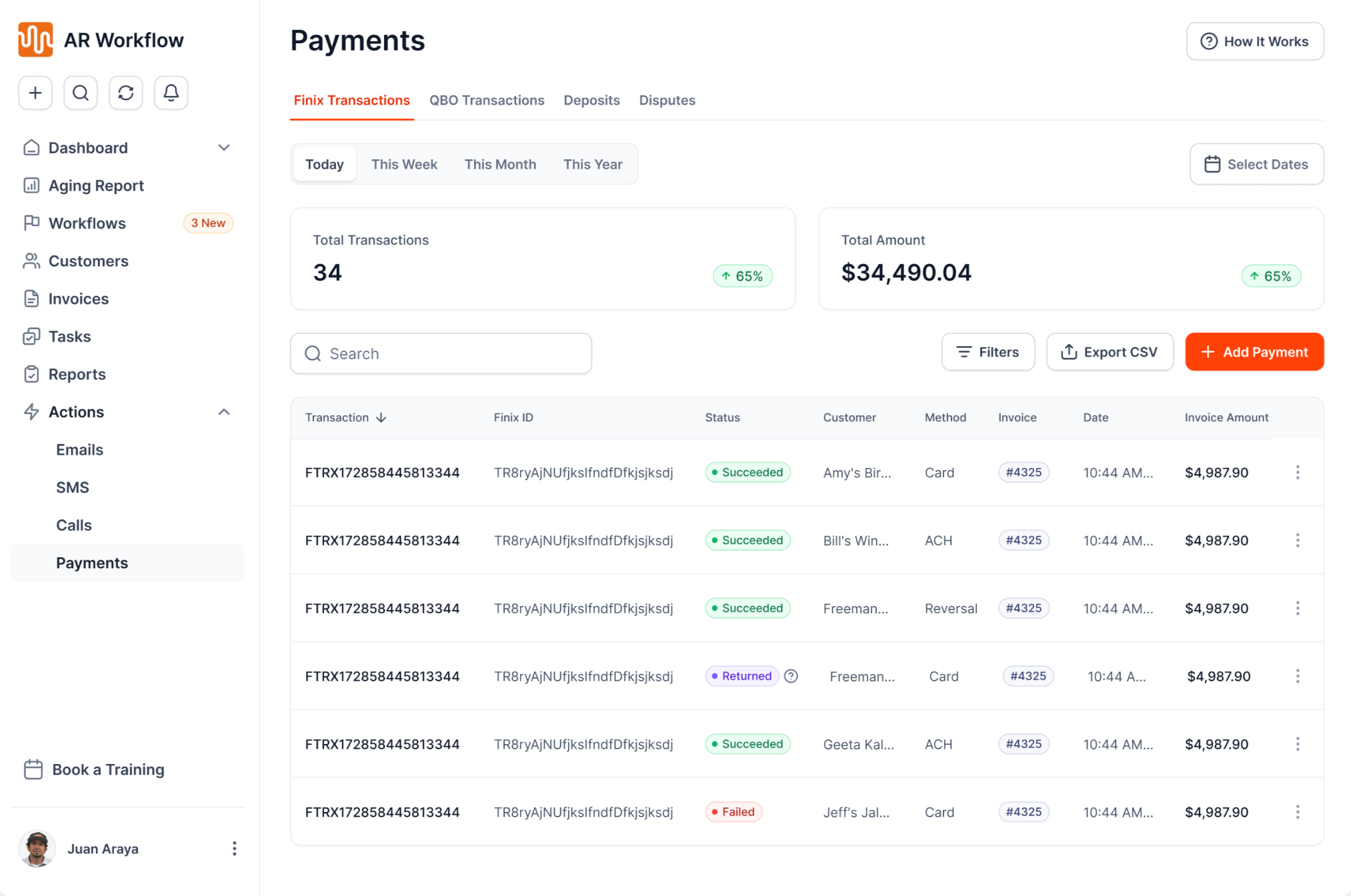 AR Workflow payments