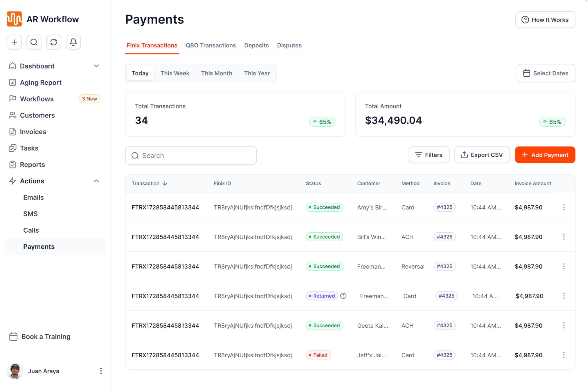 AR workflow payments