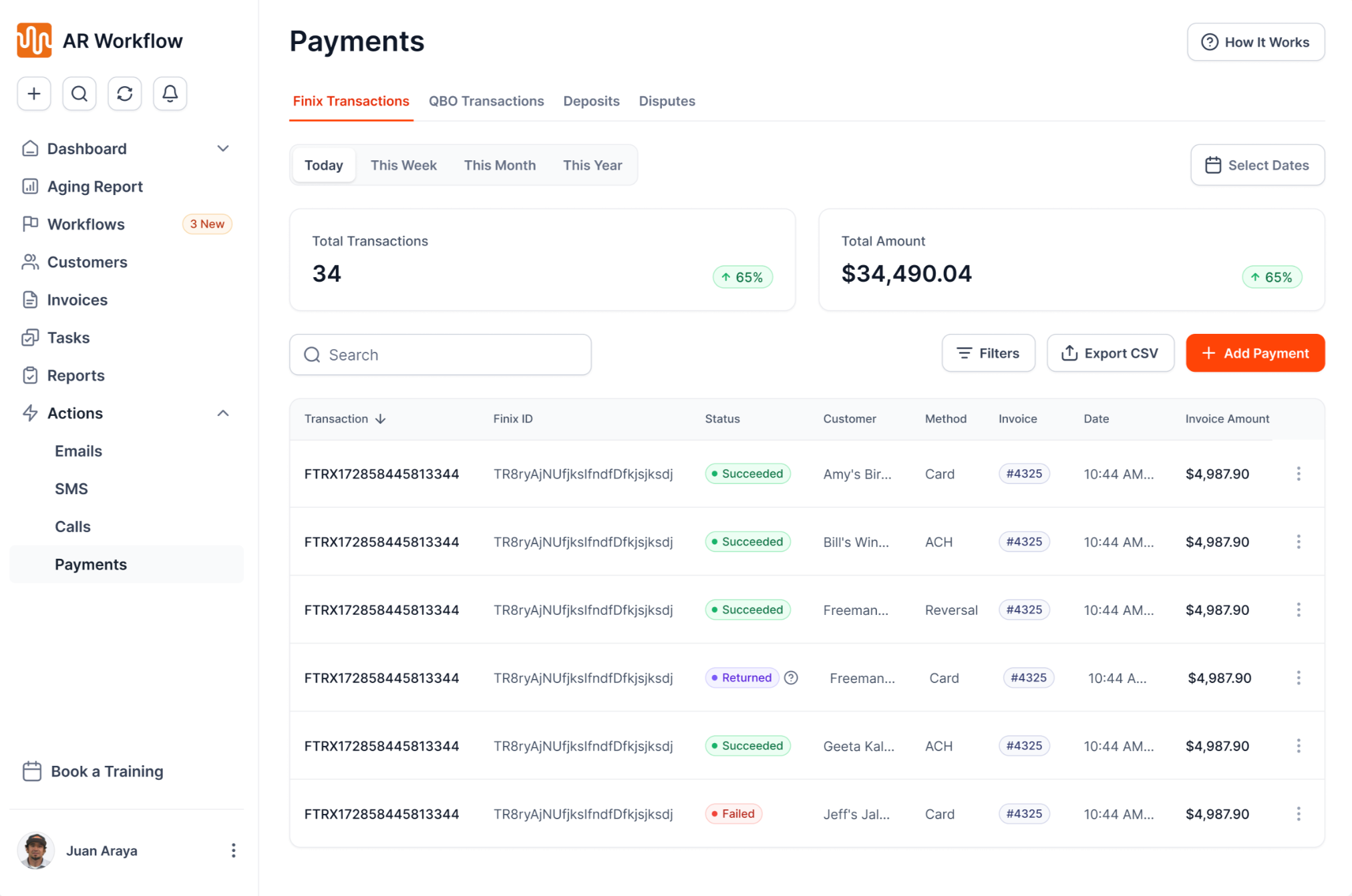 AR Workflow payments